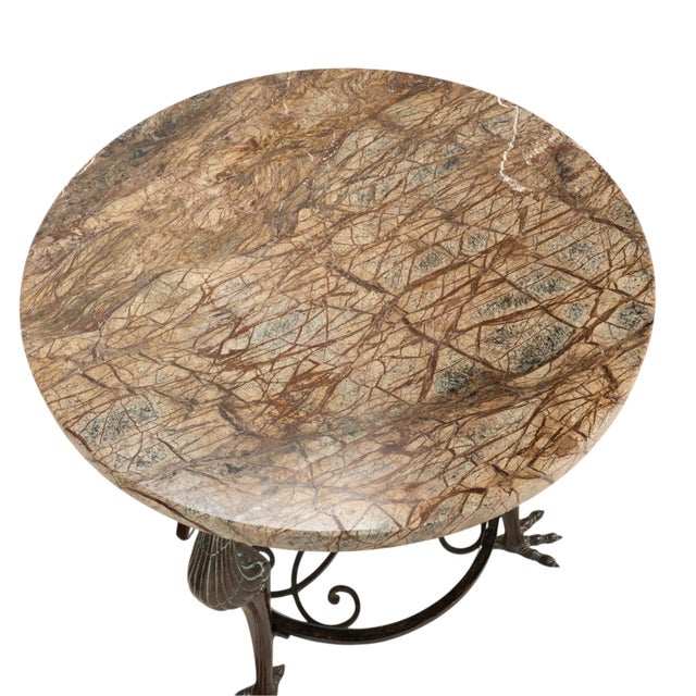 Bronze Bird Form Side Tables W/ Marble Tops Attributed to Maitland Smith - A Pair For Sale - Image 9 of 17