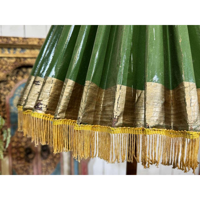 Indonesian Parasol in Wallpaper, Wood and Wool, 1950s For Sale - Image 15 of 17