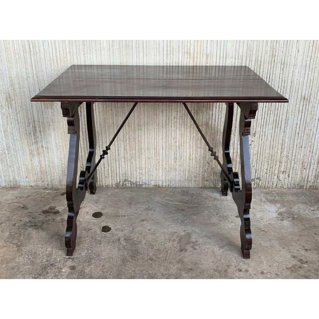 18th Century Refectory Spanish Table with Lyre Legs and Iron Stretcher For Sale - Image 16 of 18