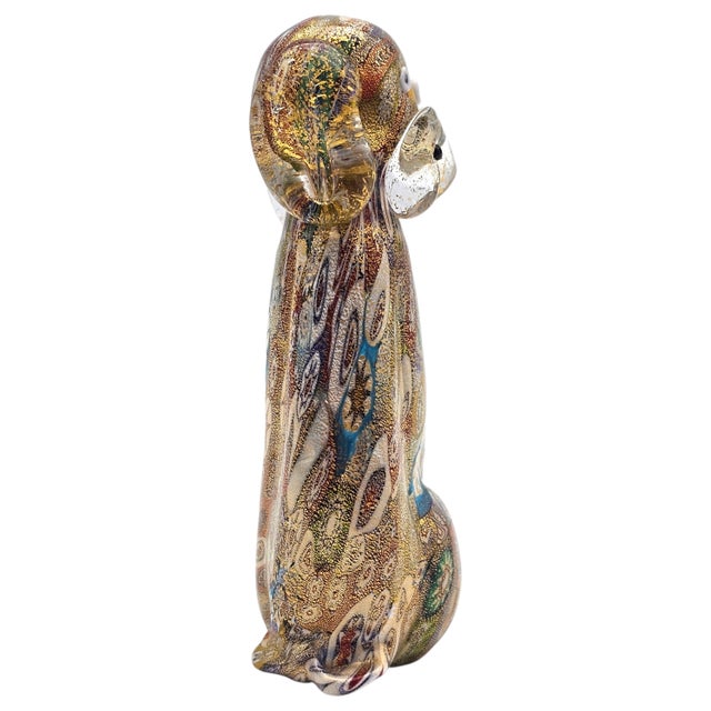 Murano Campanella Millefiori Glass Dog Figurine With Gold Fleck, 4" For Sale - Image 9 of 15