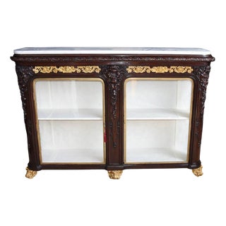 French Rosewood Sideboard in Carved Display Cabinet For Sale