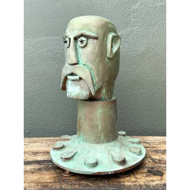 Vintage Steampunk Patinated Resin Bust of Man For Sale - Image 14 of 14