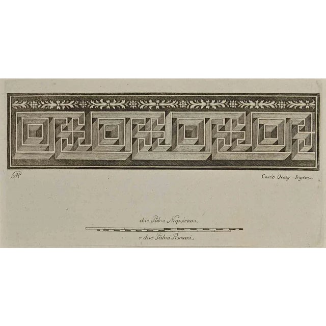 Ancient roman fresco from the series "antiquities of herculaneum", is an etching on paper realized by carlo oratij in the...