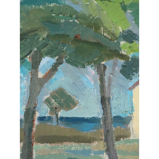 Mid-Century Modern 'Pathway to the Sea' Vintage Original Landscape Oil Painting, Framed For Sale - Image 10 of 13