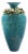 Handcrafted Turquoise Enamel Vase With Gold Floral Relief & Gemstone Accents – 19.5” Luxury Art Decor (Fmury) For Sale