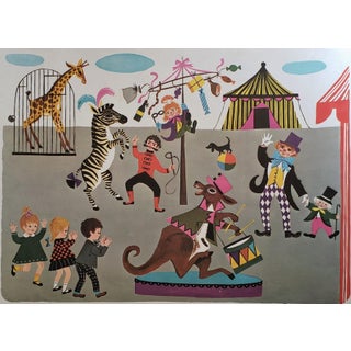 1968 French School Poster Folk Art Carnival Scene For Sale