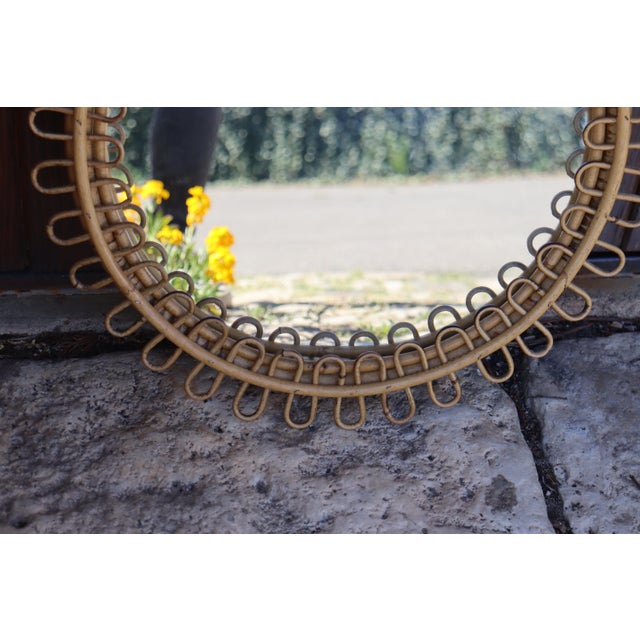 Round Rattan Mirror by Franco Albini, Italy, 1950s For Sale - Image 3 of 9