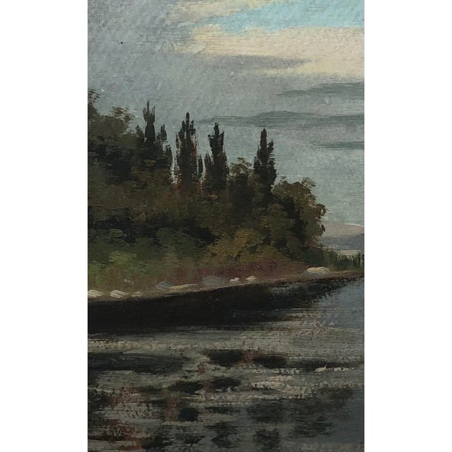 1900 - 1909 René Martin, Lake Landscape, 1903, Oil on Cardboard, Framed For Sale - Image 5 of 9