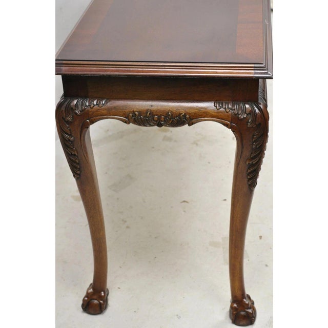 Chippendale Mid 20th Century Chinese Chippendale Georgian Mahogany Ball & Claw Console Sofa Hall Table Attributed to Lane For Sale - Image 3 of 10