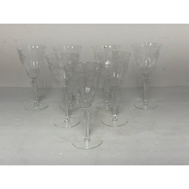 Design Plus Gallery presents a Set of Seven Wine Goblets by Libbey Rock Sharpe. These are vintage, mid-century stemware...