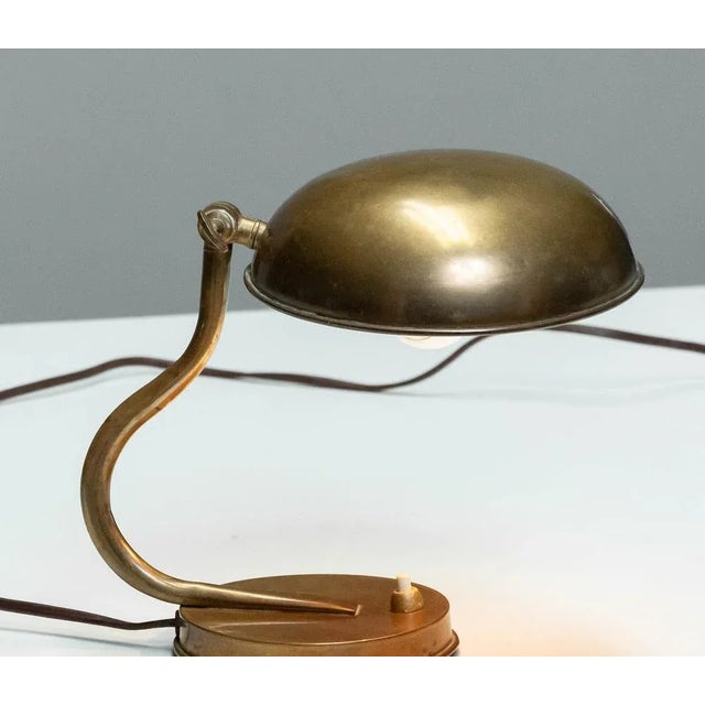 Gold Desk Lamp with Adjustable Shade in Brass attributed to Asea, 1940s For Sale - Image 8 of 9