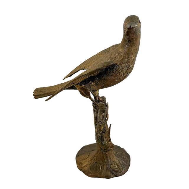 1960's Italian Cast Brass Bird on Branch Sculpture For Sale - Image 4 of 6