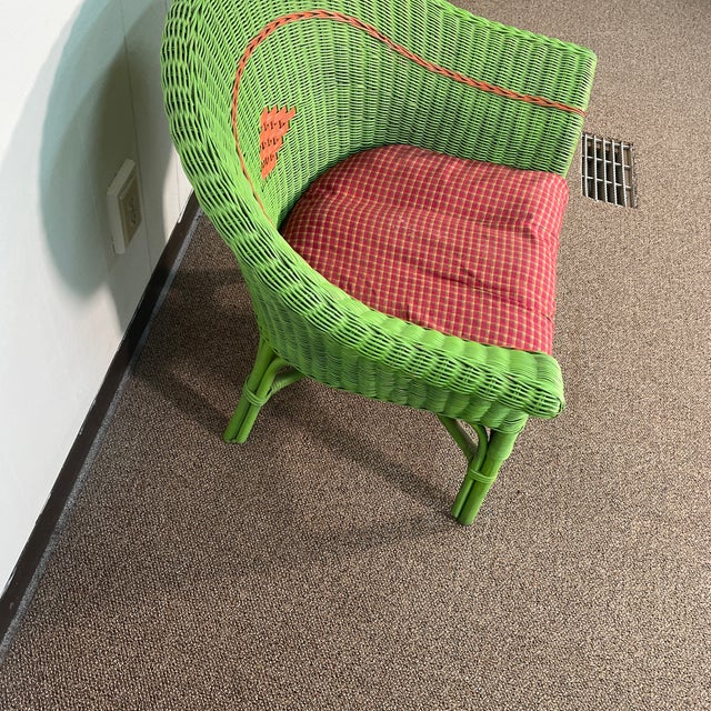 Vintage Green Wicker Chair Chairish