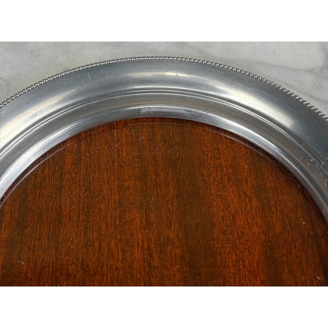 Mid-Century Pewter & Rosewood Formica Cordial Shot Glass Serving Bar Set For Sale - Image 12 of 13