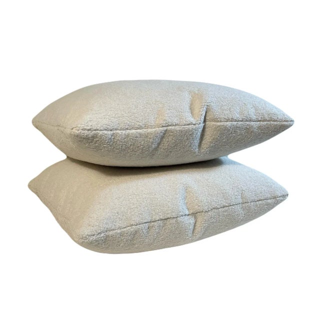 Shabby Chic Ivory Teddy Boucle Pillow Covers- A Pair 22”/22” For Sale - Image 3 of 3