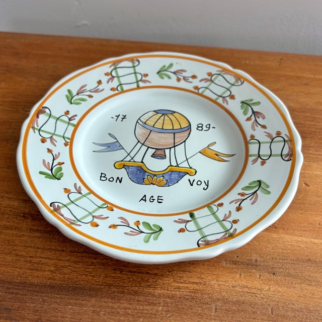 French Vintage French Faience Decorative Plate For Sale - Image 3 of 6