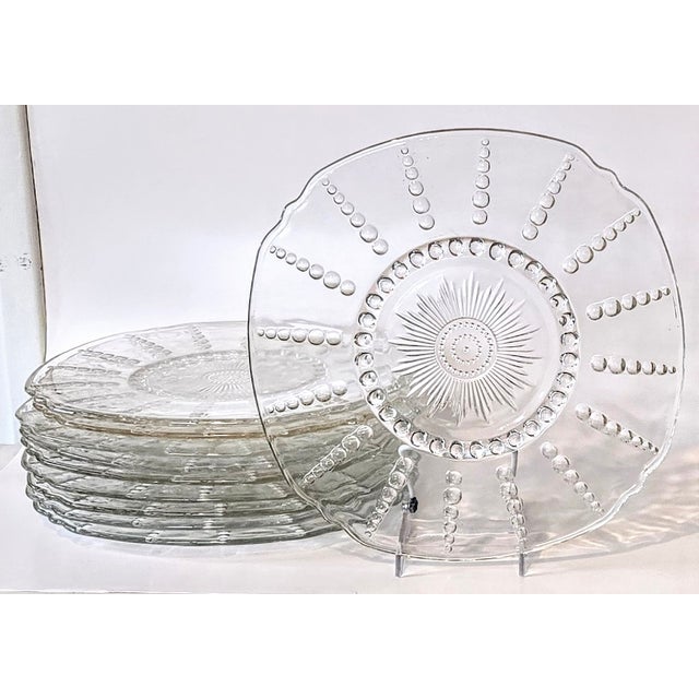 Glass Vintage Coastal Starburst Plates- Set of Ten For Sale - Image 7 of 8