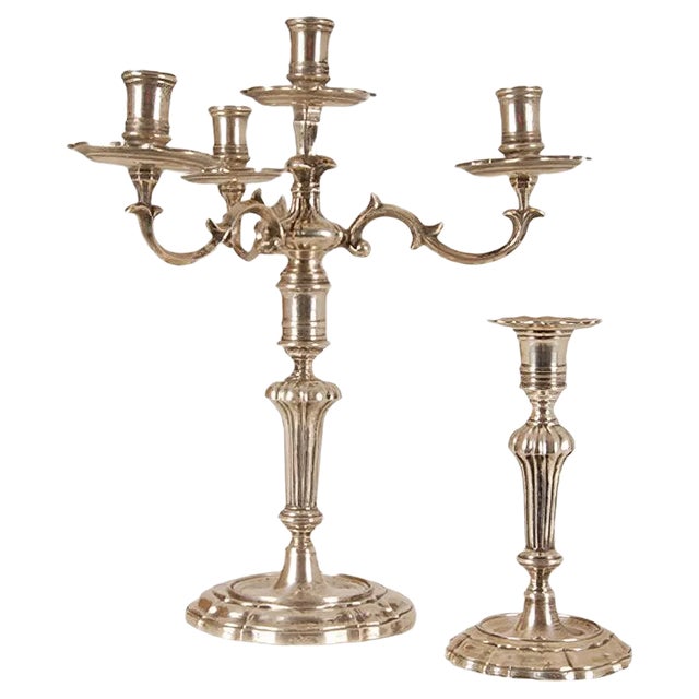 18th Century Sterling Silver Italian Rococo Style Candelabra, Set of 2 For Sale