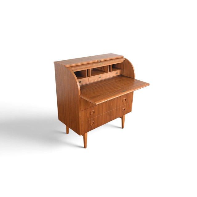 Mid 20th Century Attributed to Egon Östergaard Curved Top Secretary Desk in Teak For Sale - Image 10 of 12