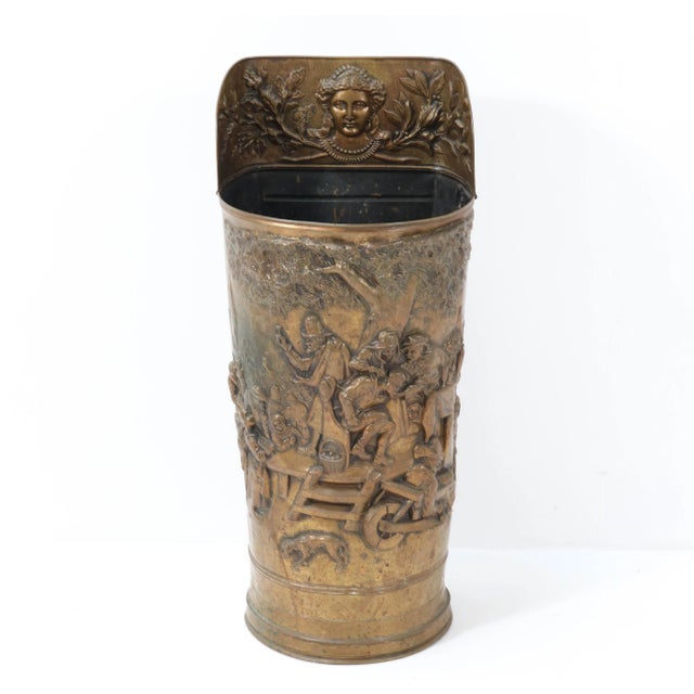 Renaissance Revival Style Hammered Brass Umbrella Stand, 1920s For Sale - Image 9 of 9
