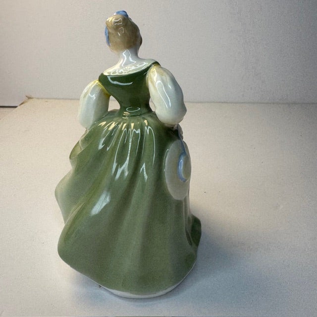 Green Vintage Royal Doulton “Fair Maiden” Bone China Figurine, England, 1966 For Sale - Image 8 of 12