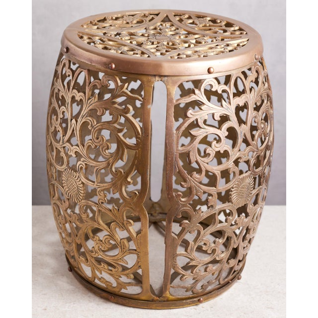 1960s Chinoiserie Brass Garden Stool For Sale - Image 5 of 11