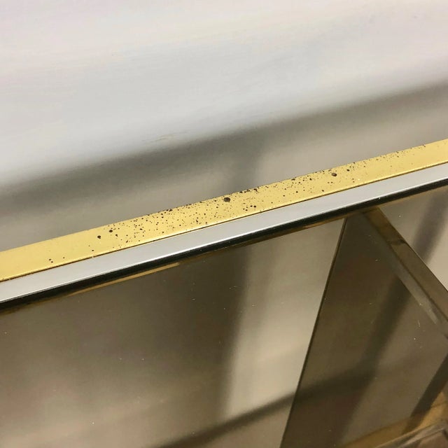 Brass, Glass & Chrome Console Sideboard by Serantoni & Arcangeli, 1970s, Italy For Sale - Image 11 of 17