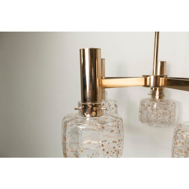 Blown Glass 5-Branched Chandelier with Golden Glitter, 1960s For Sale - Image 15 of 18