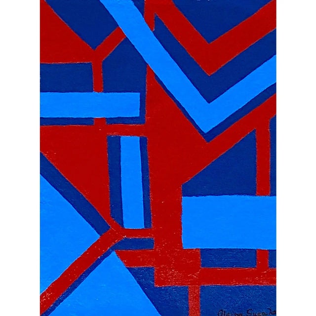 Blue Modern Abstract Geometric Framed Painting by Suga Lane For Sale - Image 8 of 11