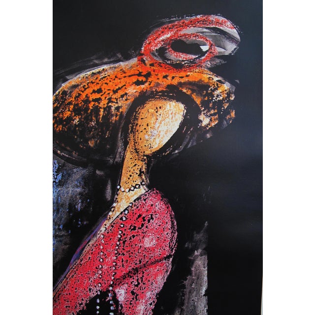 Date: 1970s Size: 48 x 69 inches Artist: Alain Gauthier This particular advertisement for Bally shoes shows a woman whose...