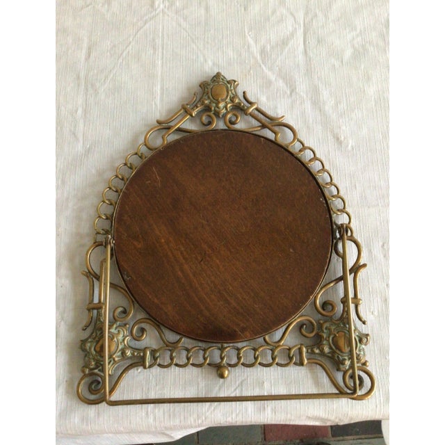 1900's English Scrolled Brass Circular Picture Frame With Medallion Accents For Sale - Image 10 of 11