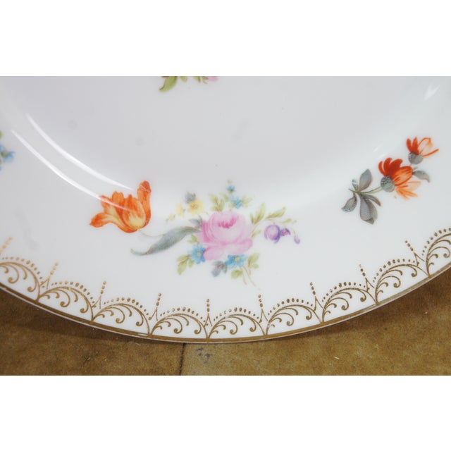 Vintage Rosenthal Meissen White Porcelain Dessert Plates Set Floral & Gold - Set of 6 For Sale - Image 6 of 11