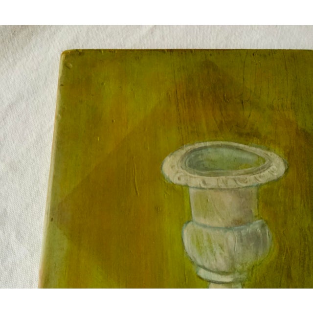 Charming French Oil on Wood Still Life Painting , 15" Square For Sale - Image 6 of 12