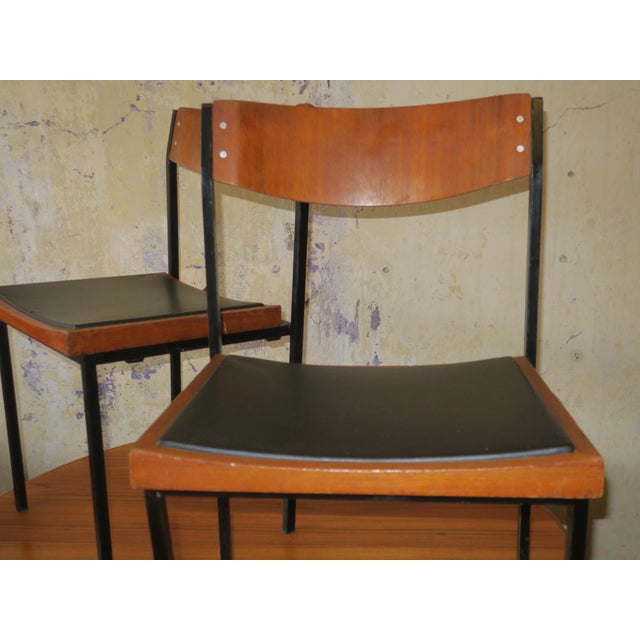 Teak and Iron Stacking Chairs, 1960s, Set of 2 For Sale - Image 6 of 12