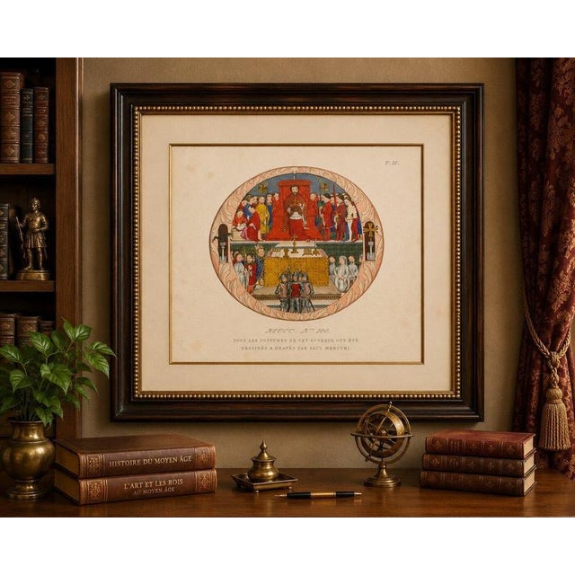 Mercuri, Medieval Royal Court and Altar Ceremony, Hand-Colored Print, 1845, Print For Sale - Image 6 of 11