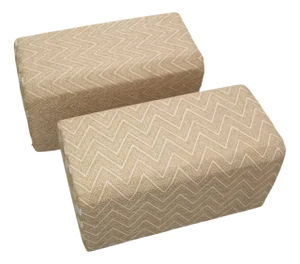 Beige Fabric Ottomans, Set of 2