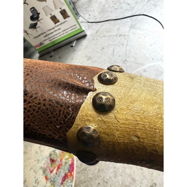 Vintage Horns and Leather Wall Hanging With Studded Details For Sale - Image 12 of 12