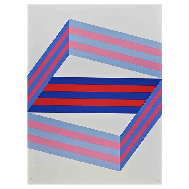Renato Livi, Striped Composition, Lithograph, 1971 For Sale