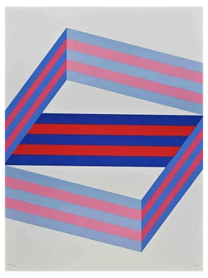 Renato Livi, Striped Composition, Lithograph, 1971