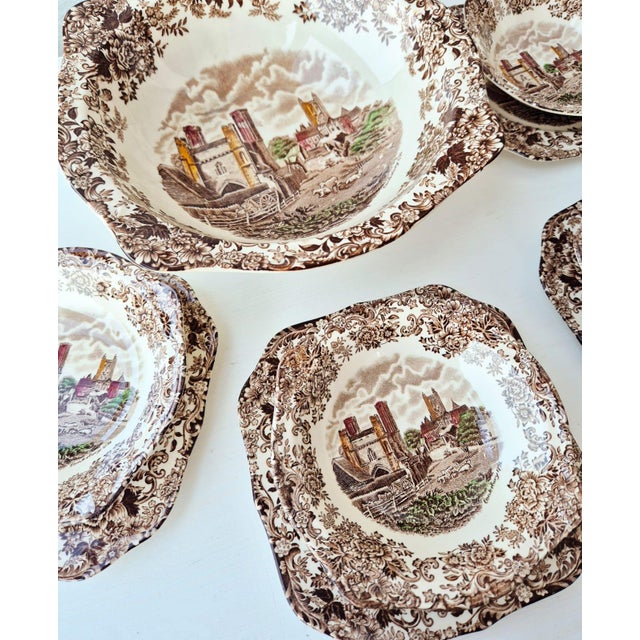Vintage English Ironstone Dessert Set by Johnson Bros, 1970s, Set of 9 For Sale - Image 4 of 15