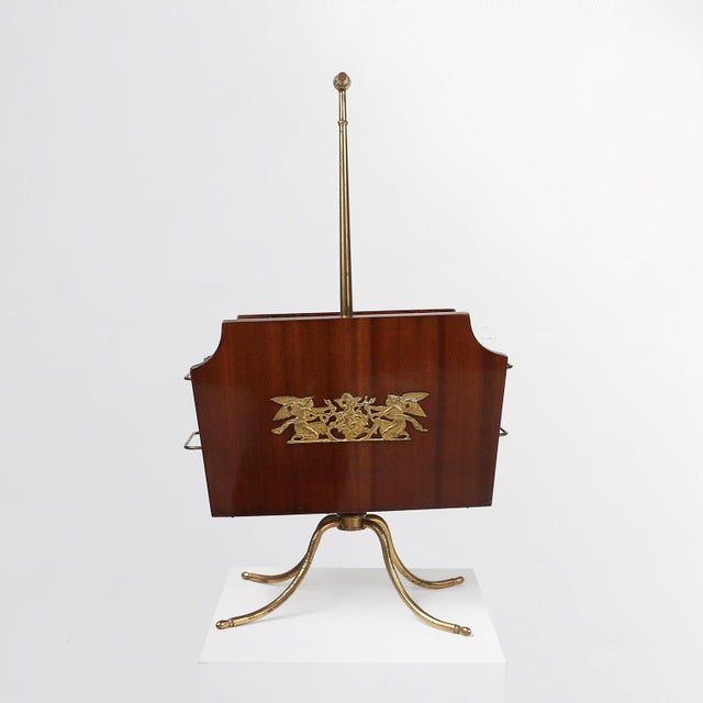 Magazine Rack with Messing Decorations and Feet, France, 1950s For Sale - Image 12 of 12