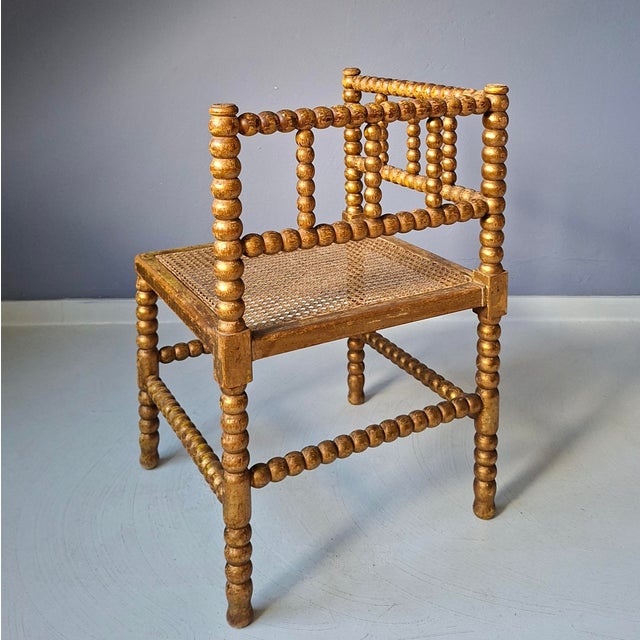 Golden Dutch Bobbin Chair, 1950s For Sale - Image 4 of 8