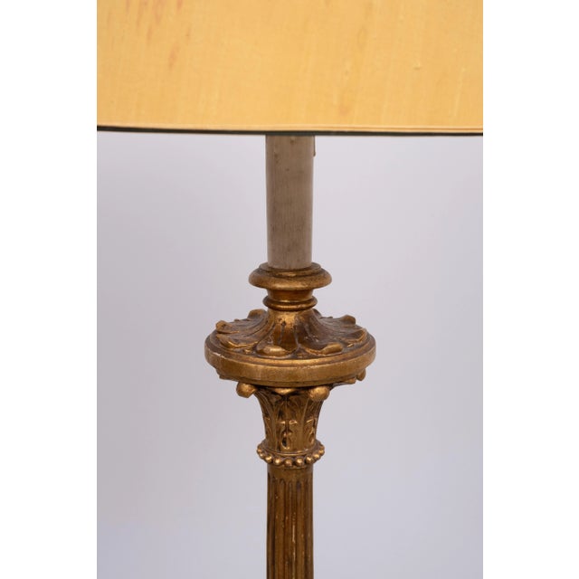 Wood Italian Rococo Style Gilt Wood Floor Lamp, 1950s For Sale - Image 7 of 13