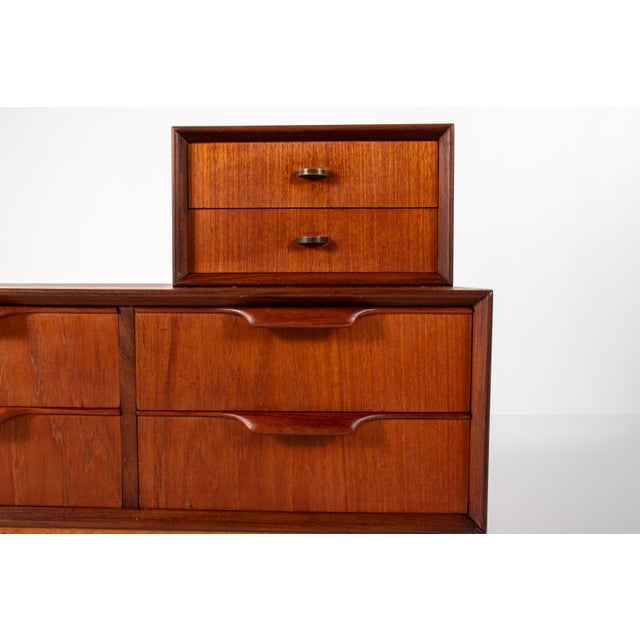 Mid-Century Danish Teak Lowboy Dresser with Mirror, 1950s, Set of 2 For Sale - Image 10 of 13