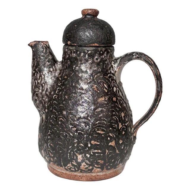Rustic Studio Ceramic Coffee Pot by Helma Klett, Fredelsloh, Germany, 1970s For Sale