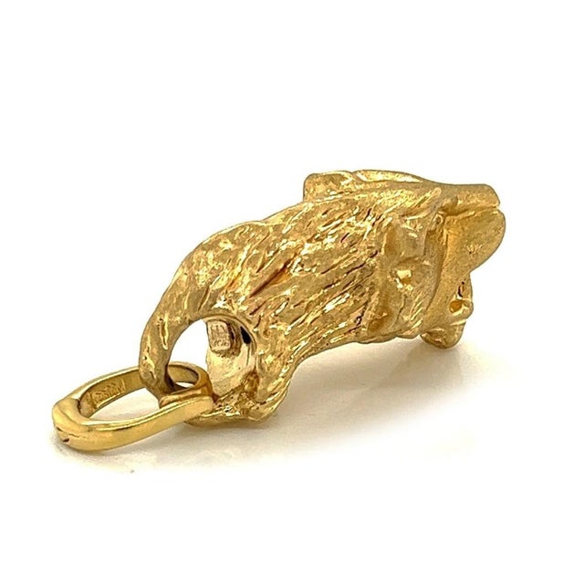 Contemporary Mid 20th Century Tiger Head 14k Yellow Gold Charm Pendan For Sale - Image 3 of 8