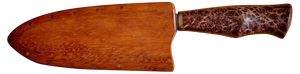 Knife with Redwood Burl Handle and Teak Knife Sheath by Dave Jacobson, 2023