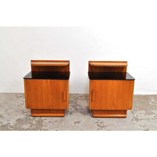 Beautifully designed art deco-style bedside tables from the 1940s, in good condition. Designed by the czech designer...