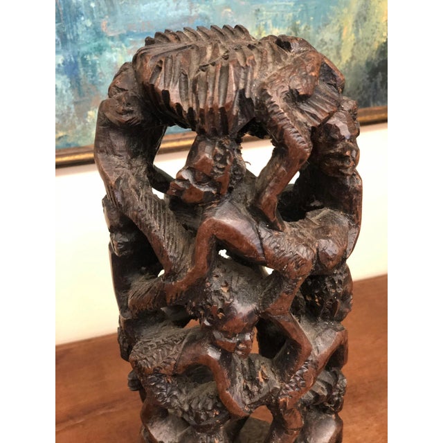 Vintage Mid Century Modern Hand-Carved Abstract Tower For Sale - Image 4 of 5