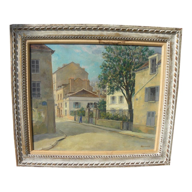 Circa 1960 French Impressionist Style Paris Street Scene Painting by Roger Deverin, Framed